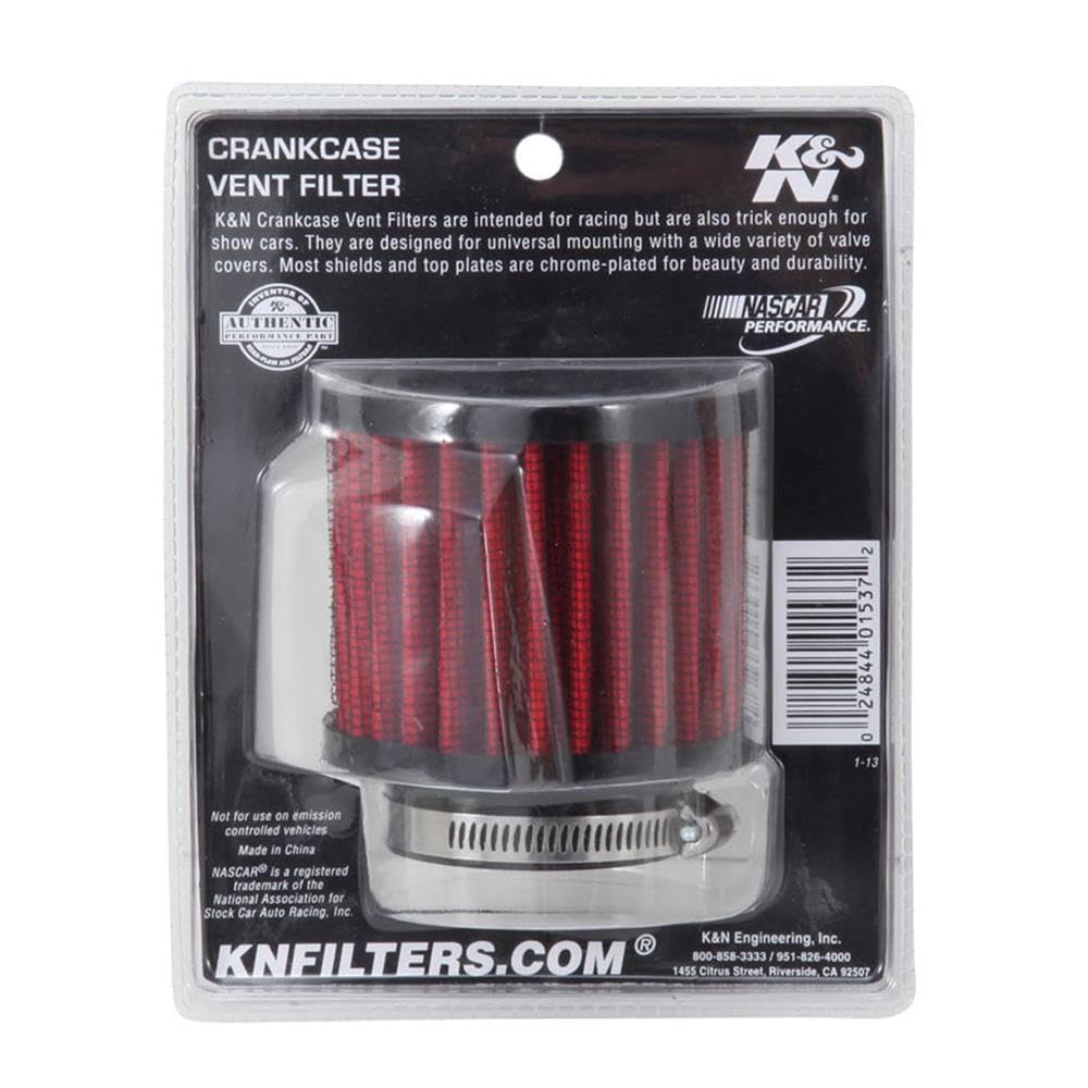 K&N Air Filter/ Breather Vent: High Performance, Premium, Washable, Replacement Engine Filter: Flange Diameter: 1.75 In, Filter Height: 2.5 In, Flange Length: 0.625 In, Shape: Breather, 62-1470