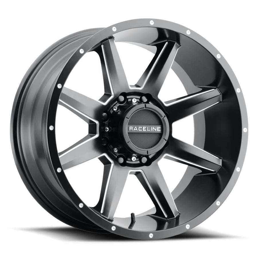 Aluminum Truck Wheels Raceline Wheels SUV Automotive Wheels Car Accessories, Black Rims (20X9 8X170 0mm)