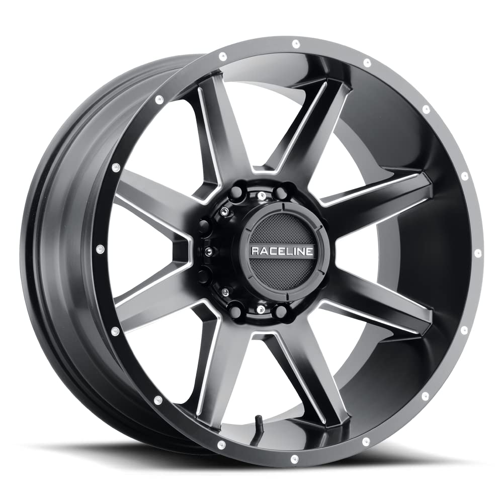 Satin Black Raceline 954M STRYKER Wheel Milled (17 x 9. inches /8 x 165 mm, -12 mm Offset)