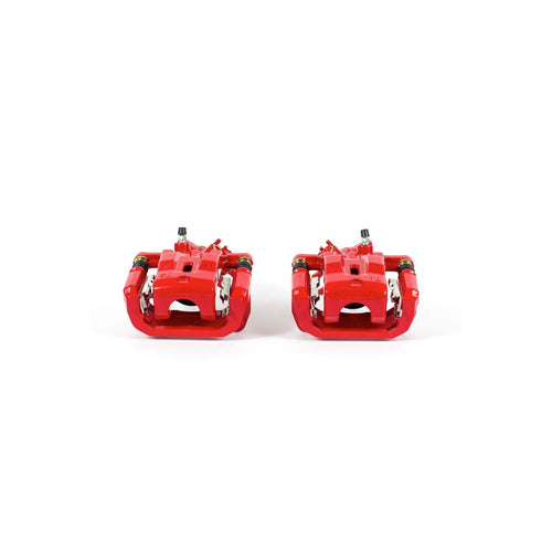 Power Stop S2992 Rear Pair of High-Temp Red Powder Coated Calipers For Mazda RX-8 2004-2011 [Model Specific]