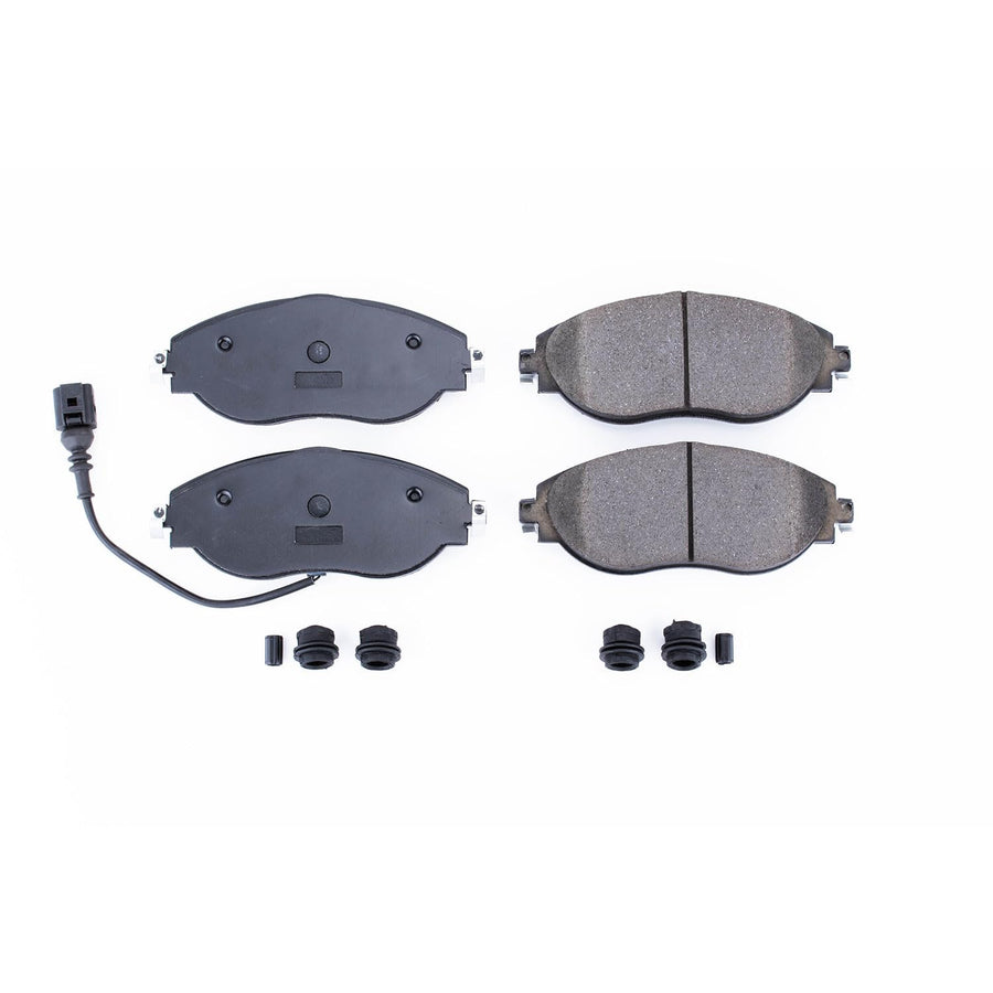 Power Stop Front Brake Kit For Audi A3 Quattro 2019 |Q3 2019-25 |S3 2015-20 |Arteon Volkswagen 2019-23 |CC 2013-16 |Volkswagen Golf R 2015-19 - Ceramic Brake Pads With Installation Hardware, 17-1633