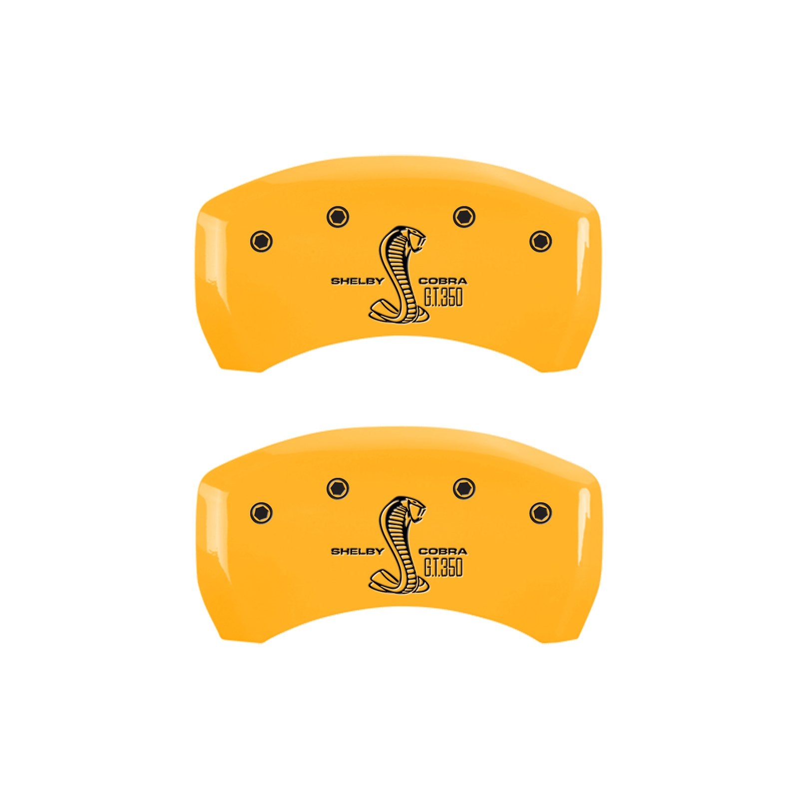 MGP Caliper Covers 10010RGT3YL Set of 2 Caliper Cover, Yellow Rear Engraved Rear: Gt350 Shelby & Cobra Powder Coat Finish Black Characters