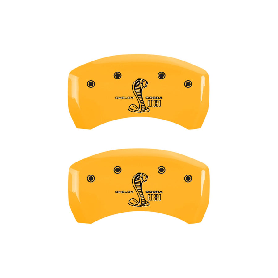 MGP Caliper Covers 10010RGT3YL Set of 2 Caliper Cover, Yellow Rear Engraved Rear: Gt350 Shelby & Cobra Powder Coat Finish Black Characters
