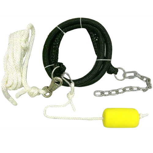 RAVE Sports Connector Kit Anchor for Inflatable Water Bouncers, 6' Shock Cord Absorbs Wind and Waves, Durable 15' Nylon Rope to Connect to Bouncer, Visible Foam Float, Chain with Swivel