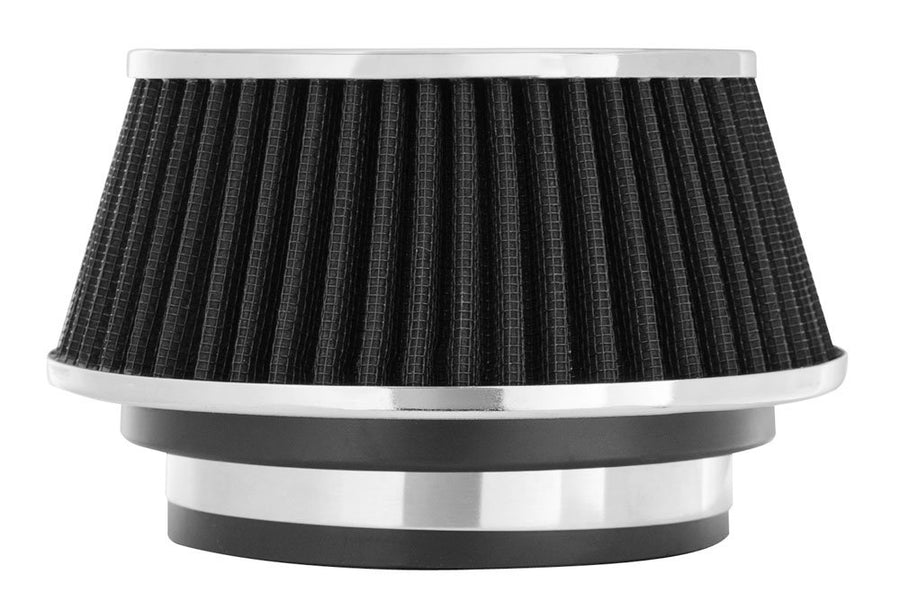 Spectre Clamp-On Universal Air Filter: High Performance, Washable Filter: Round Reverse Tapered; 3 in/3.5 in/4 in Flange ID; 2.625 in (67 mm) Height; 6 in (152 mm) Base; 4.75 in Top, SPE-8161, Black