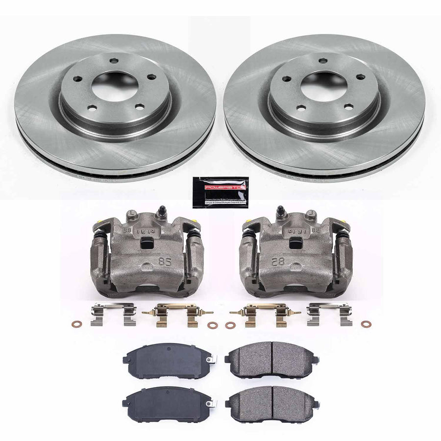Power Stop KCOE8327 Front Brake Caliper Kit- Brake Pads, Brake Rotors & Calipers For Nissan Juke 2011-2017, Nissan Sentra 2019 [Model Specific]
