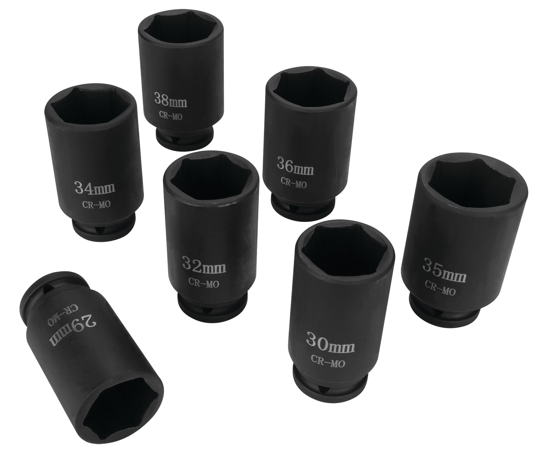Axle Nut Socket Set Performance Tool W89323, 1/2" Drive (7 Pieces) - Chrome Molybdenum Steel, Extra-Deep Sockets, Fits Various Domestic and Import Vehicles, Storage Case Included