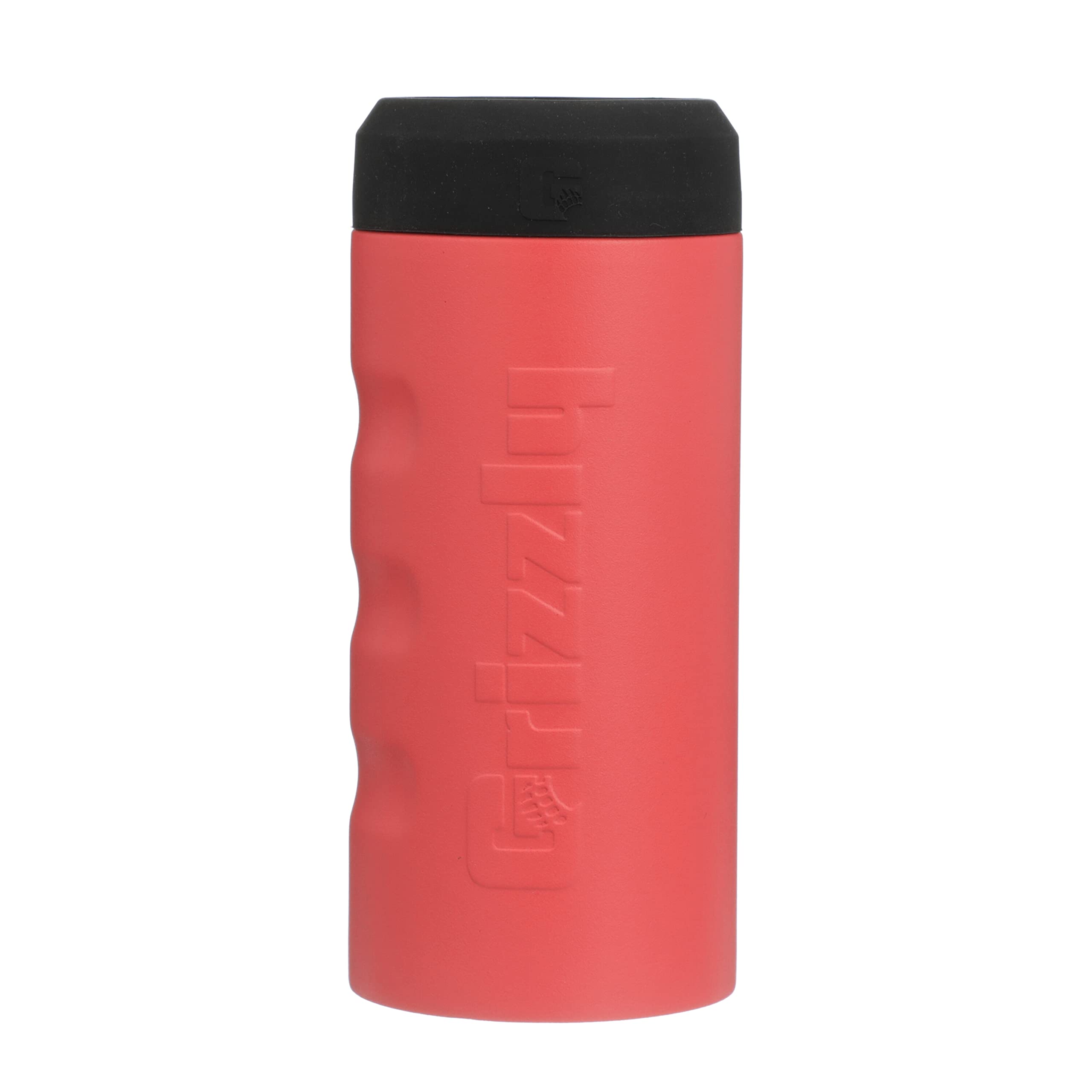 12 oz Stainless Steel Grizzly Grip Slim Can | Vacuum Insulated Can Cooler | For 12 oz Slim Energy and Seltzer Cans Reusable Durable | Coral