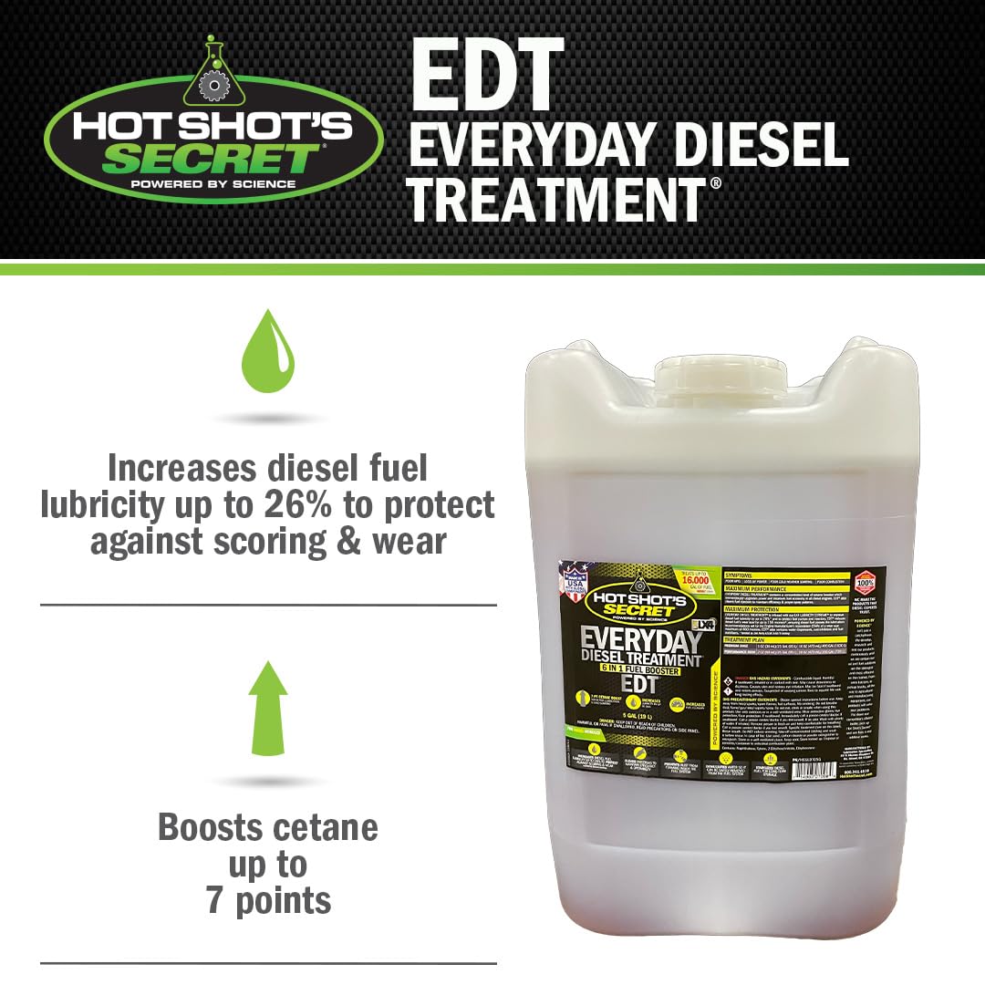 Everyday Diesel Treatment Hot Shot's Secret 5 Gallon, 6-in-1 Diesel Additive - Injector Cleaner, Fuel System Cleaner, Fuel Additive Boosts Cetane