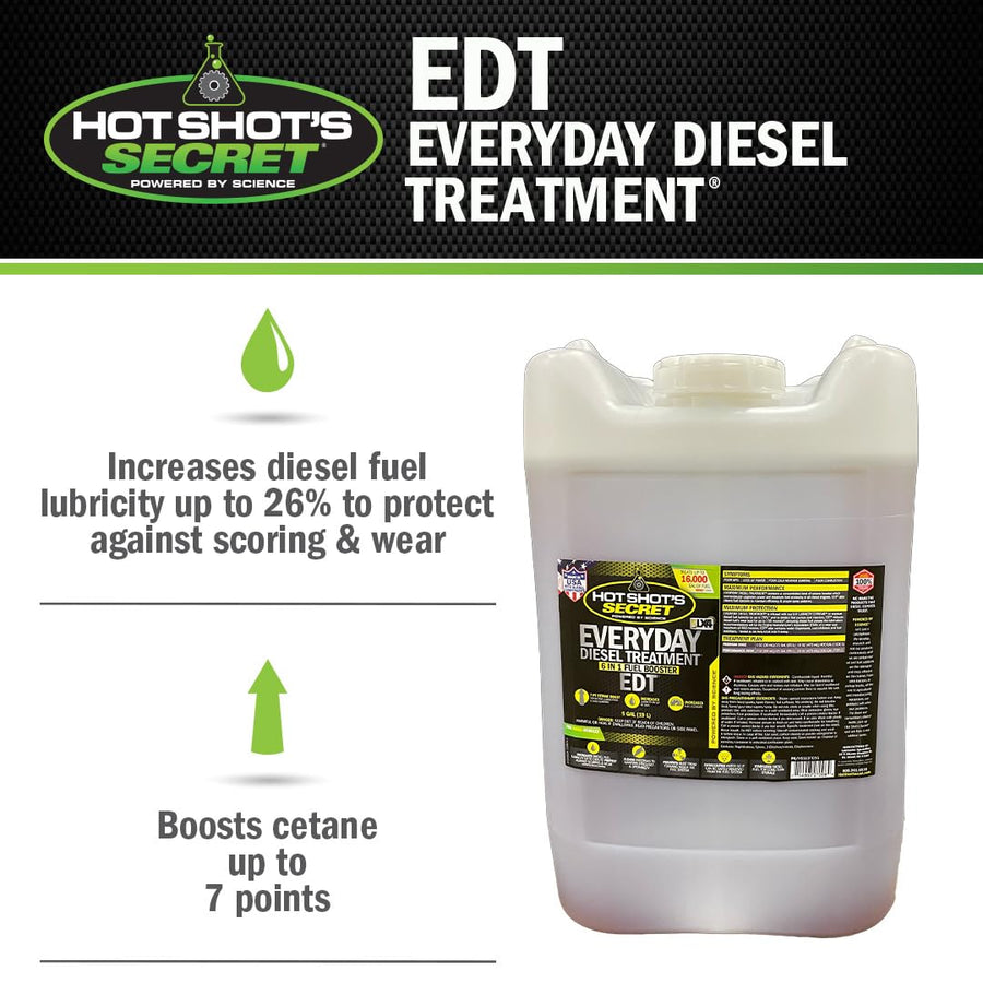 Everyday Diesel Treatment Hot Shot's Secret 5 Gallon, 6-in-1 Diesel Additive - Injector Cleaner, Fuel System Cleaner, Fuel Additive Boosts Cetane