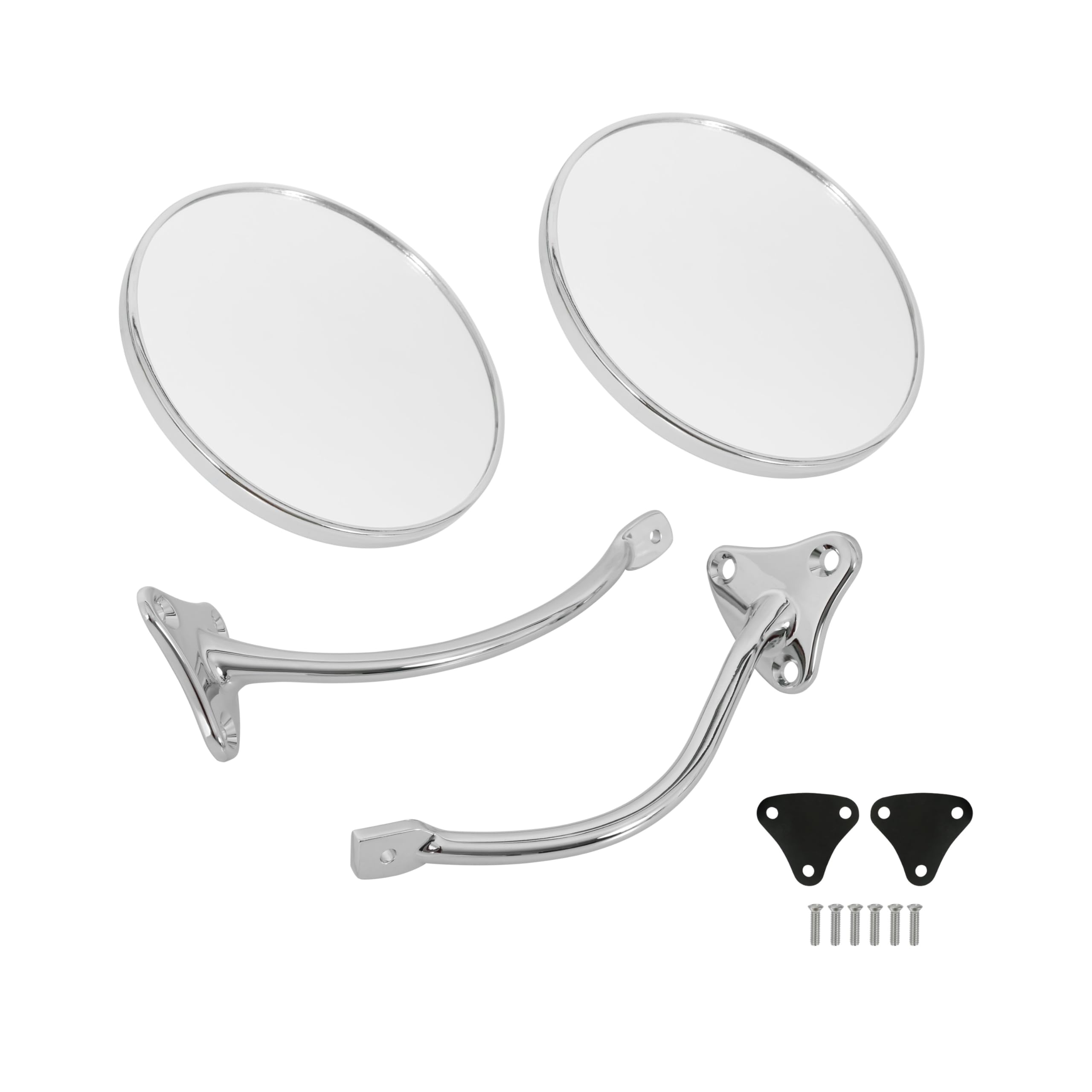 Complete Brothers Trucks Mirror Set-Chrome/Stainless-Round/Smooth - Pair