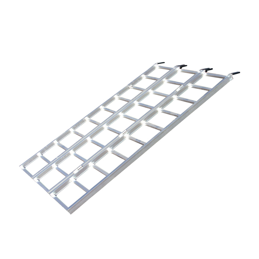 Tri-Fold Yutrax 78-inch XL Aluminum Truck, UTV/ATV Loading Ramps - 1750lb Capacity, silver -TX104
