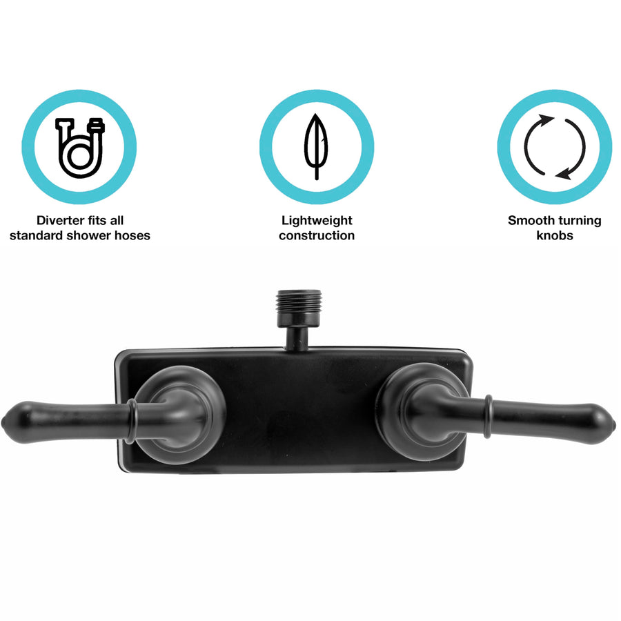 Dura Faucet RV Shower Faucet DF-SA100C-MB Valve Diverter with Classical Handles (Matte Black)