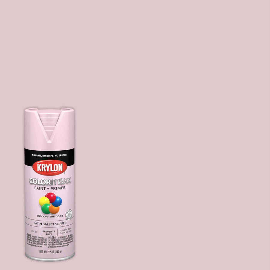 Krylon K05556007 Spray Paint and Primer COLORmaxx for Indoor/Outdoor Use, Satin Ballet Slipper Pink