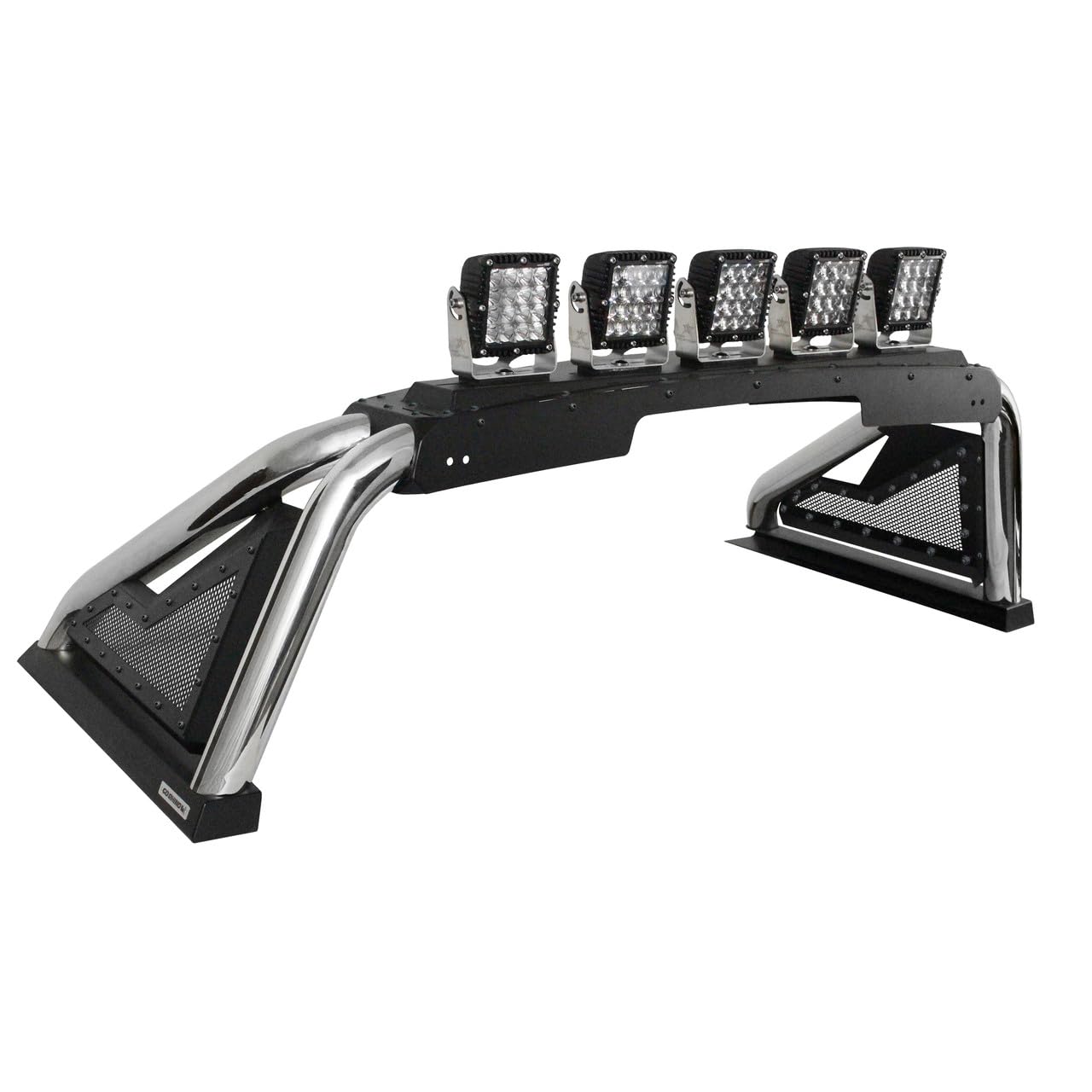 Sport Bar 2.0 Go Rhino w/Power Actuated Retractable Light Mount | Stainless Steel, Polished | 918600PS | Fits 2020-2024 Ram 1500, Silverado & Sierra 2500, 3500 (See Description)