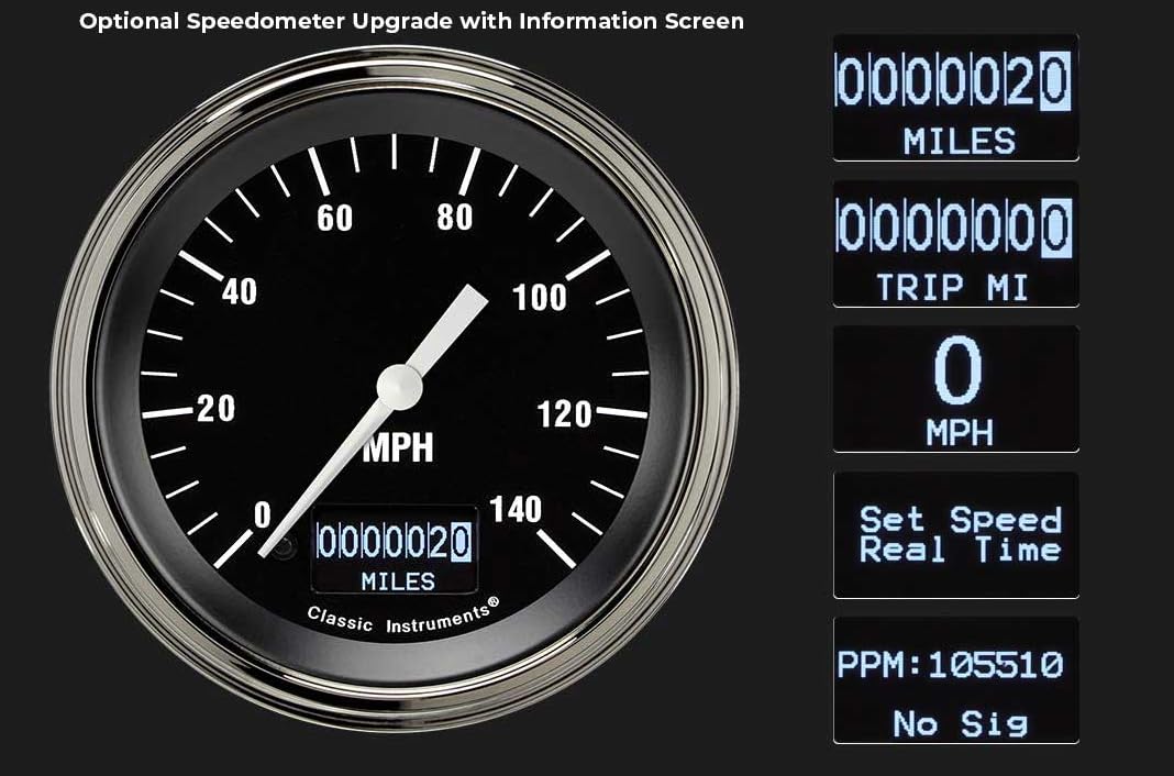 Hot Rod Classic Instruments HR55DSLF 3 3/8" Speedometer OLED