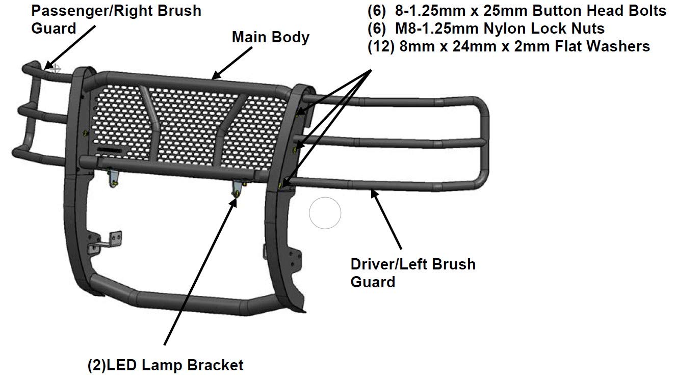 Heavy Duty Black Horse RUGGED Grille Brush Bumper Guard Modular Black Come with 20" Double Row LED Light Compatible with 2007-2013 Chevrolet Silverado 1500-RU-CHSI07-B-KIT