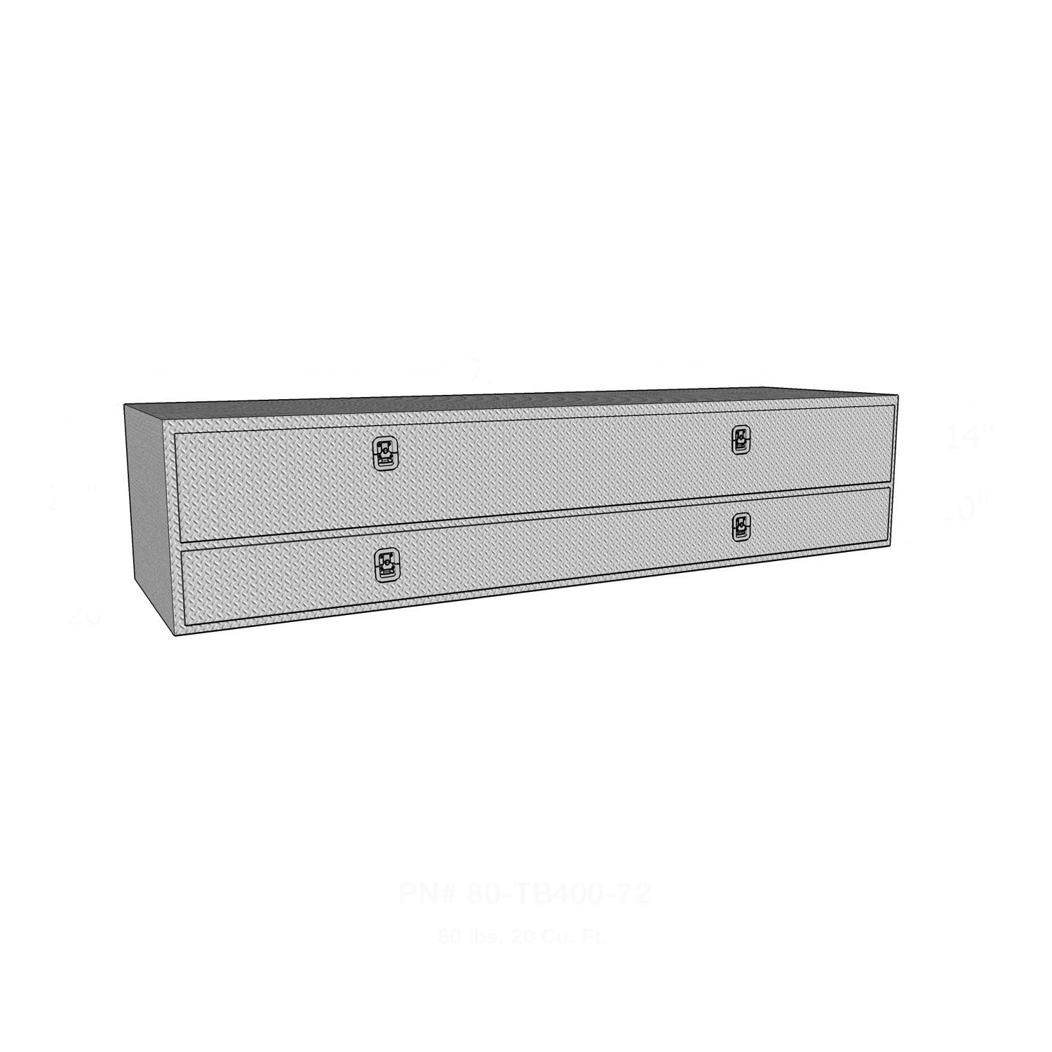 Brute Pro Series 72" High Capacity Stake Bed Contractor Tool Box with Doors Aluminum Polished 80-TB400-72