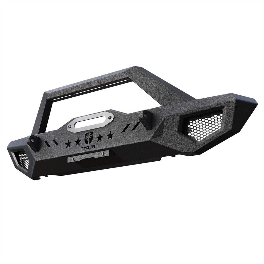 Tyger Auto Front Bumper Kit TG-BP6J85368 with Winch Plate D-Ring Mount Compatible with 1987-2006 Jeep Wrangler TJ/YJ | Textured Black | Rock Crawler