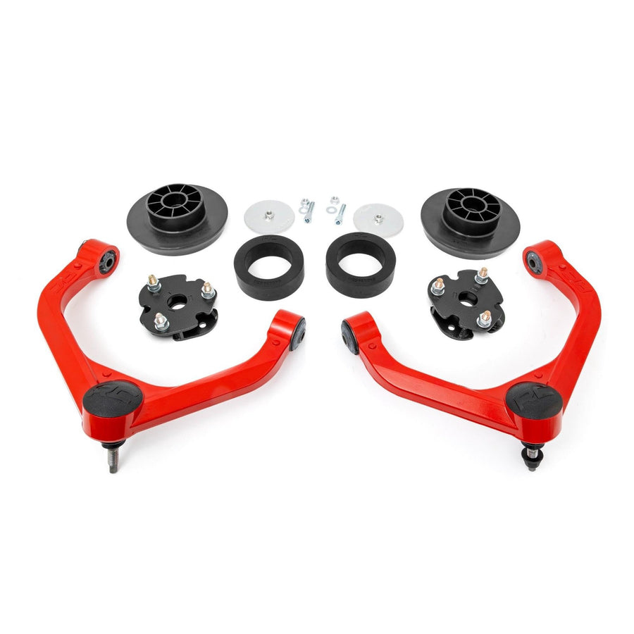 3" Rough Country Suspension Lift Kit with Strut Spacers for Ram 1500 4WD (2012-2018) - Red Upper Control Arms