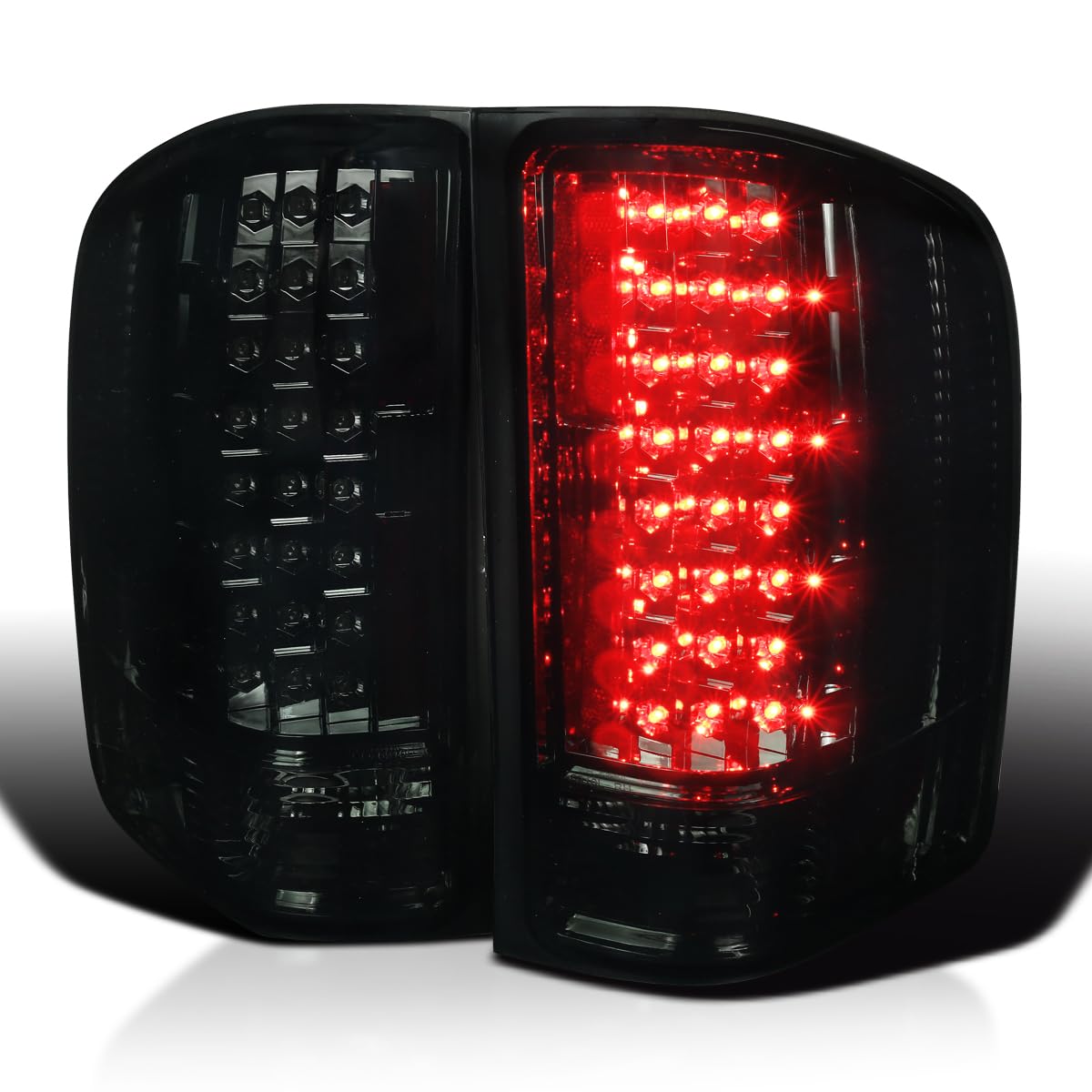Smoke LED Tail Lights SPEC-D TUNING Compatible with 2007-2013 Chevy Silverado 1500 2500 3500, Left + Right Pair Assembly