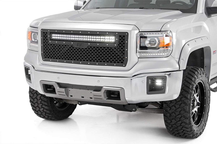 30" Rough Country Mesh White DRL LED Grille for 14-15 GMC Sierra 1500-70190DRL