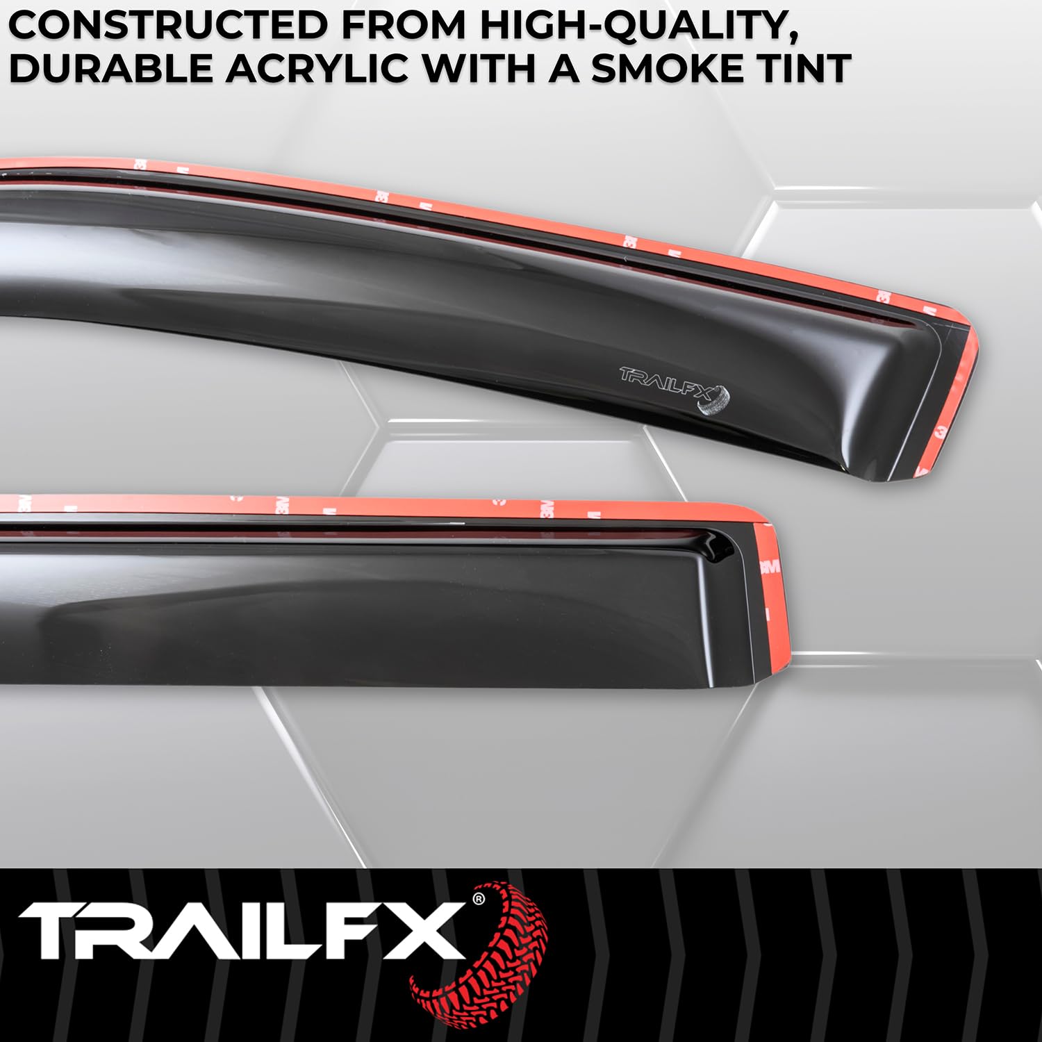 TrailFX Acrylic Rainguards Low Profile Fits 2022-2025 Toyota Tundra Crew Max in-Channel Smoke Window Vents Snap-in Installation Set of 4 Rain Guards TrailFX 4888IC