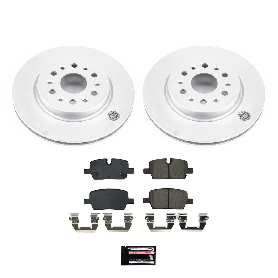 Power Stop CRK8683 Rear Geomet Coated Brake Rotor and Pad Kit For Buick Enclave, Cadillac XT5, Cadillac XT6, Chevrolet Blazer, Chevrolet Traverse, GMC Acadia [Model Specific]