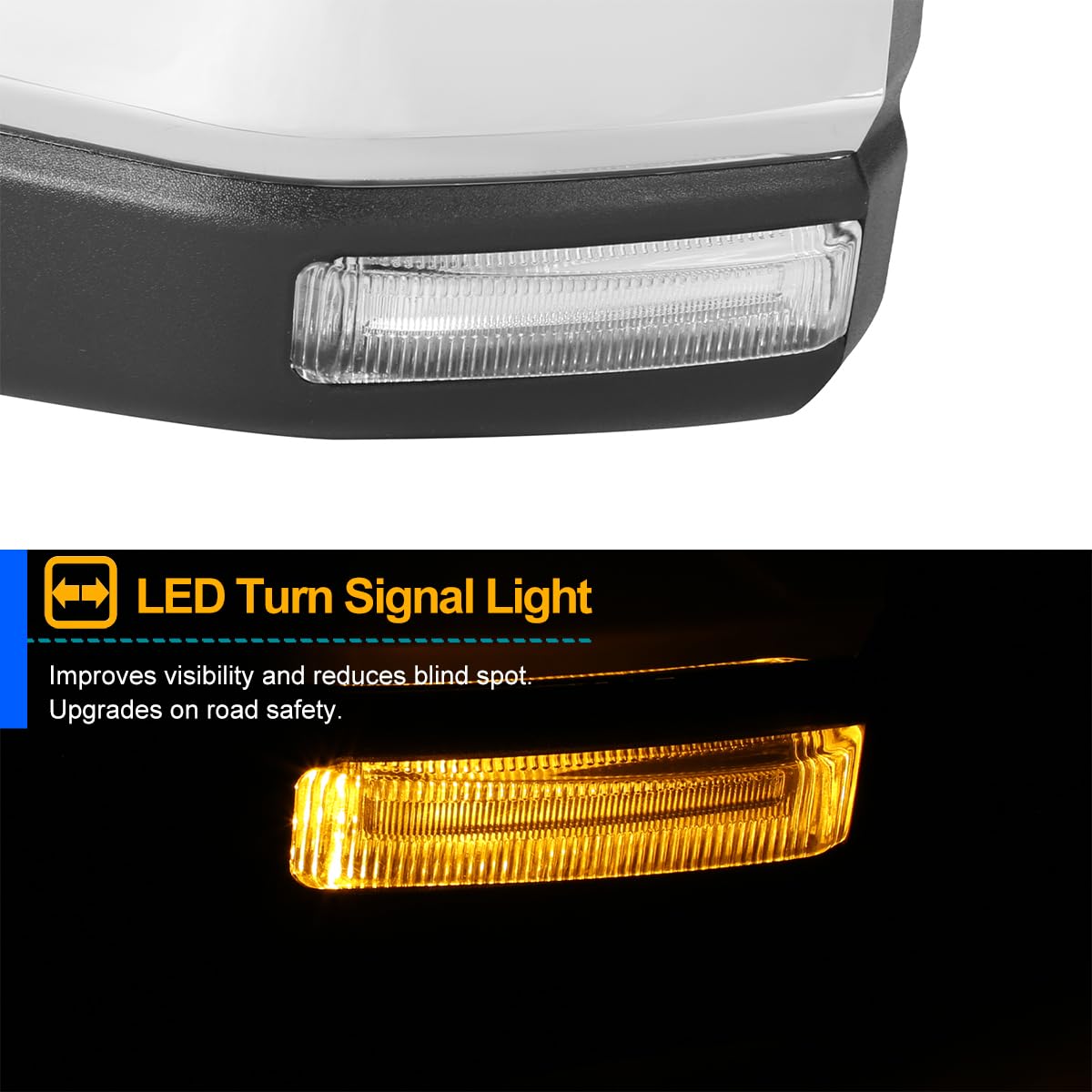 Chrome Spec-D Tuning Power + Heated + LED Turn Signal Left Driver Side Mirror Compatible with 2015-2020 Ford F150 F-150