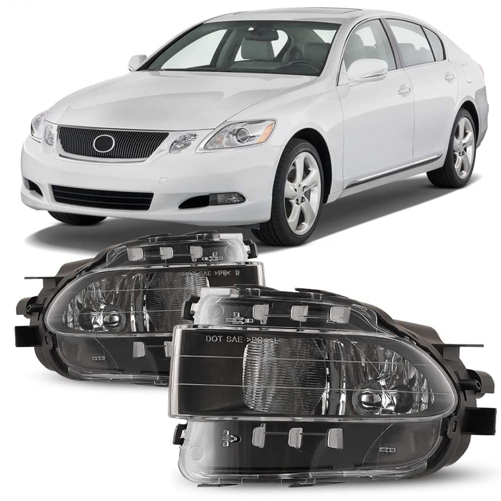 Fog Light Replacement Winjet For 2006 Lexus GS300, OE Front Fog Lamps For 2007-2011 GS350 / GS450H, Left & Right Driver Passenger Side Fog Lights For 2008-2011 GS460 with Bulbs - Clear Lens