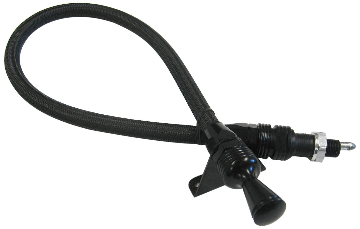 Lokar Firewall Mount Transmission Dipstick with Lock and Black Stainless Steel Housing X1210147 for GM Powerglide Transmission