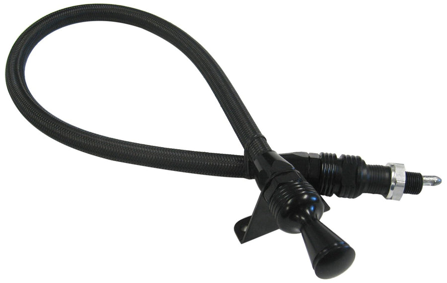Lokar Firewall Mount Transmission Dipstick with Lock and Black Stainless Steel Housing X1210147 for GM Powerglide Transmission