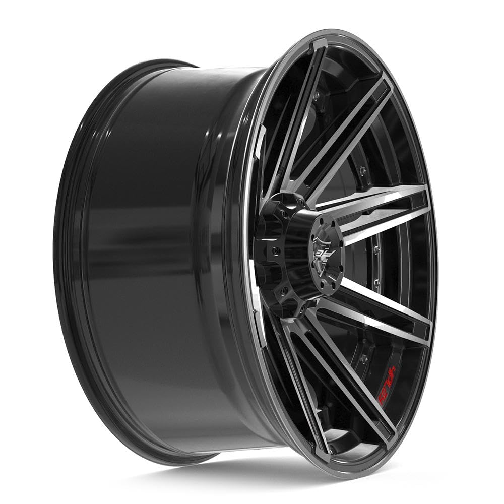 22 inch 4PLAY Wheels Rim Fits 6x135 + 6x139.7 Silverado Suburban Tahoe Expedition F150 Raptor 4P08 22x10 Brushed Black Wheels