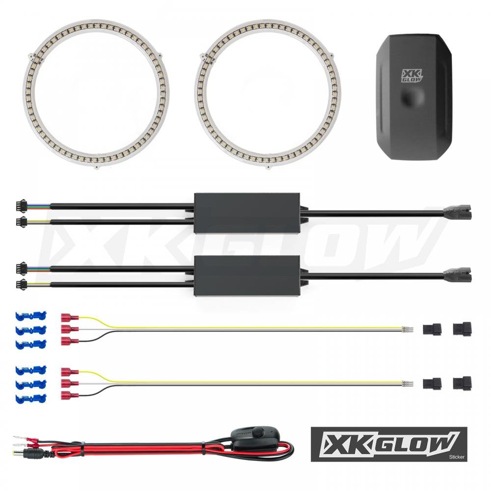 XKGLOW XK042008-80 Smartphone App Controlled Kit - 2x80mm RGB Switchback Halo Million Color