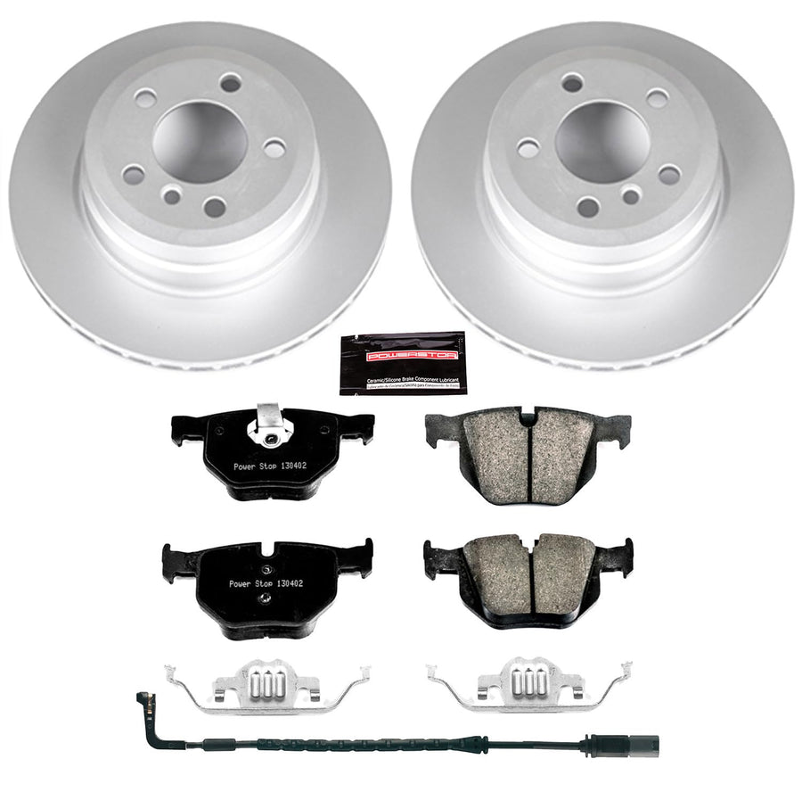 Power Stop Z23 Evolution CRK5984 Coated Brake Kit and 1 Rear Sensor Wire For BMW X5 2007-2010, BMW X6 2009-2010 [Model Specific]