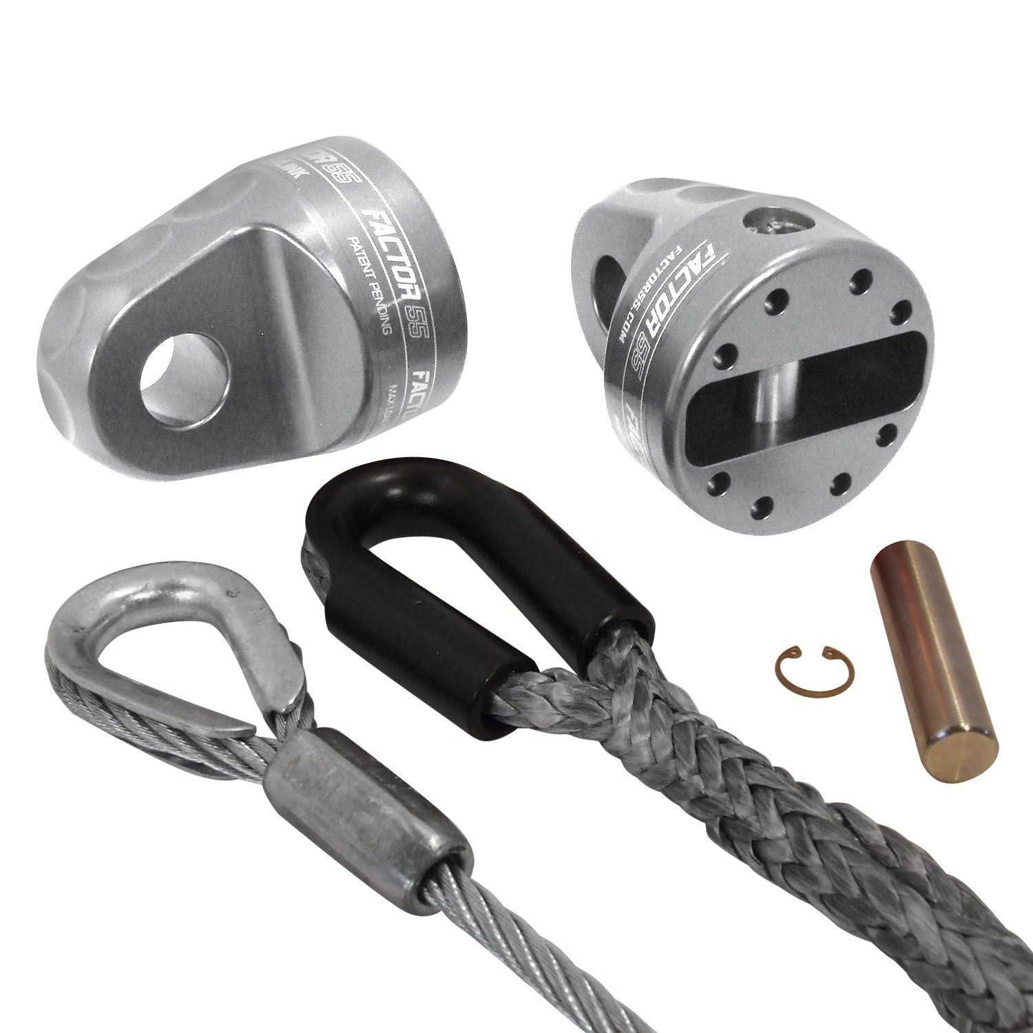 ProLink Factor 55 Winch Shackle Mount for Large Overland and Military-Style Vehicles, Fits Lines Up to 1/2" Diameter - Silver