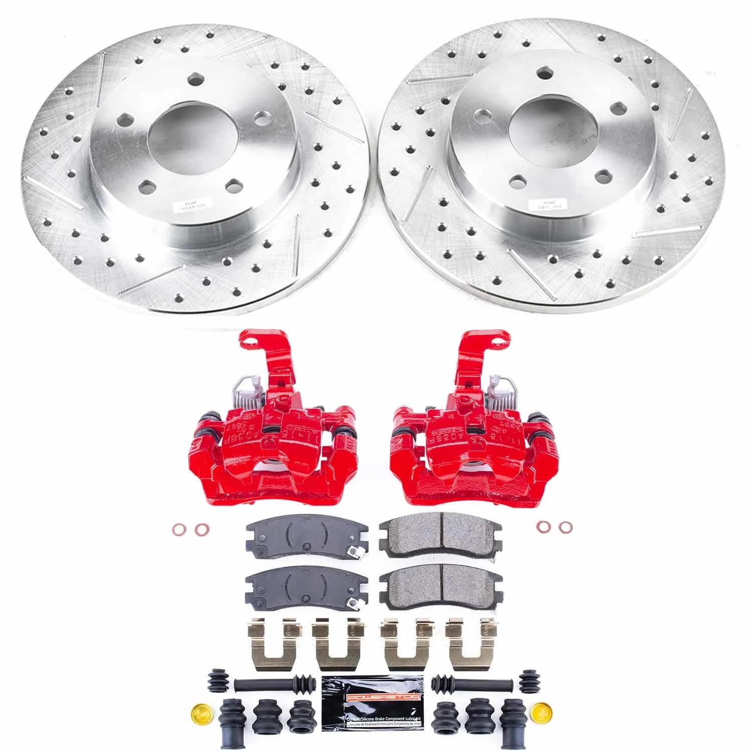 Power Stop Z23 Evolution KC1526B Rear Brake Kit-Drilled/Slotted Rotors, Carbon Ceramic Brake Pads & Calipers For Buick LeSabre, Buick Park Avenue, Pontiac Bonneville [Model Specific]