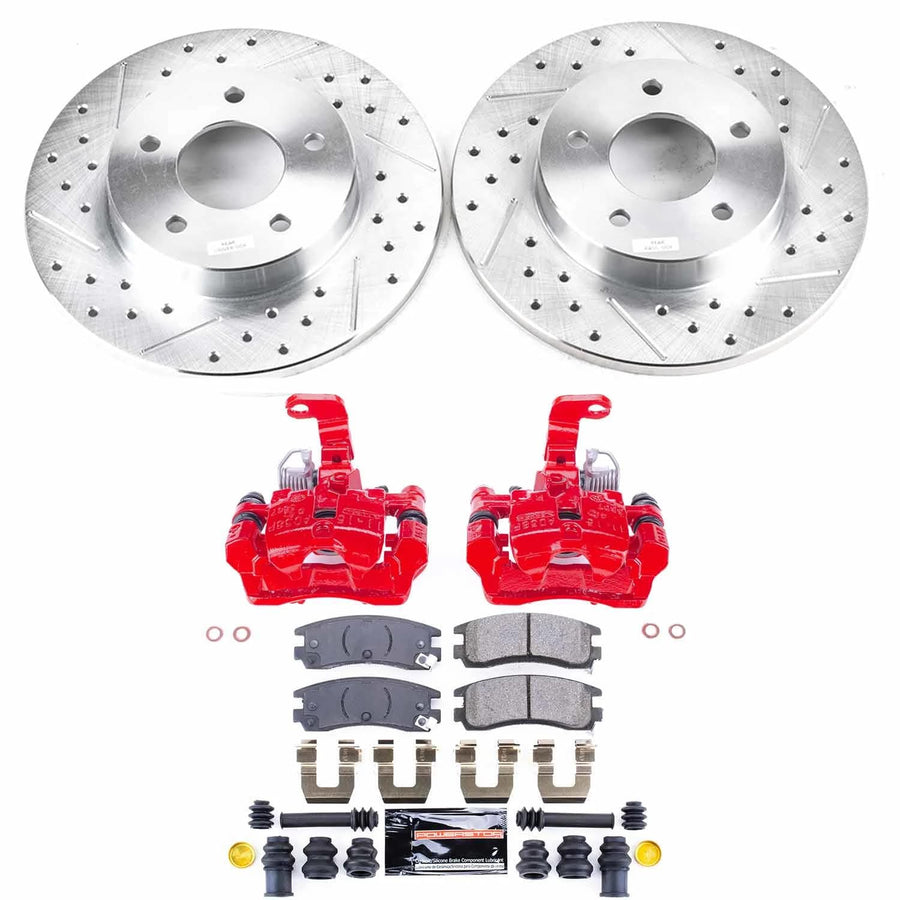 Power Stop Z23 Evolution KC1526B Rear Brake Kit-Drilled/Slotted Rotors, Carbon Ceramic Brake Pads & Calipers For Buick LeSabre, Buick Park Avenue, Pontiac Bonneville [Model Specific]
