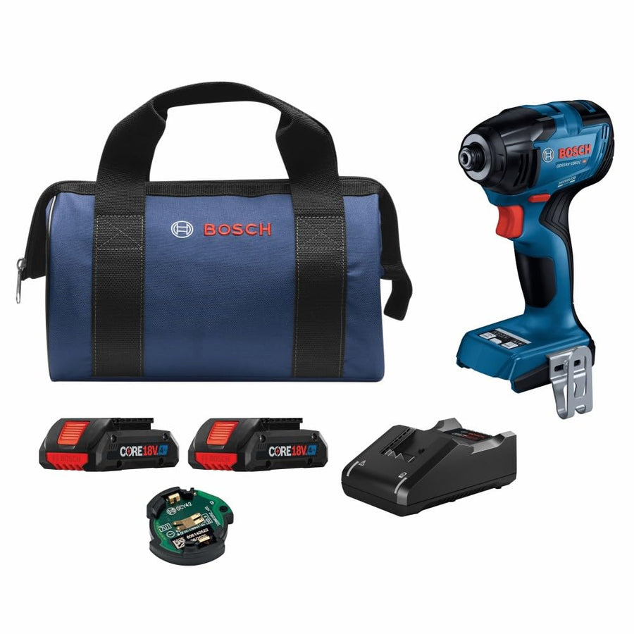 Bosch 18V GDR18V-1860CB25 Connected-Ready 1/4 In. Hex Impact Driver Kit with (2) CORE18V® 4 Ah Advanced Power Batteries and (1) Connectivity Module