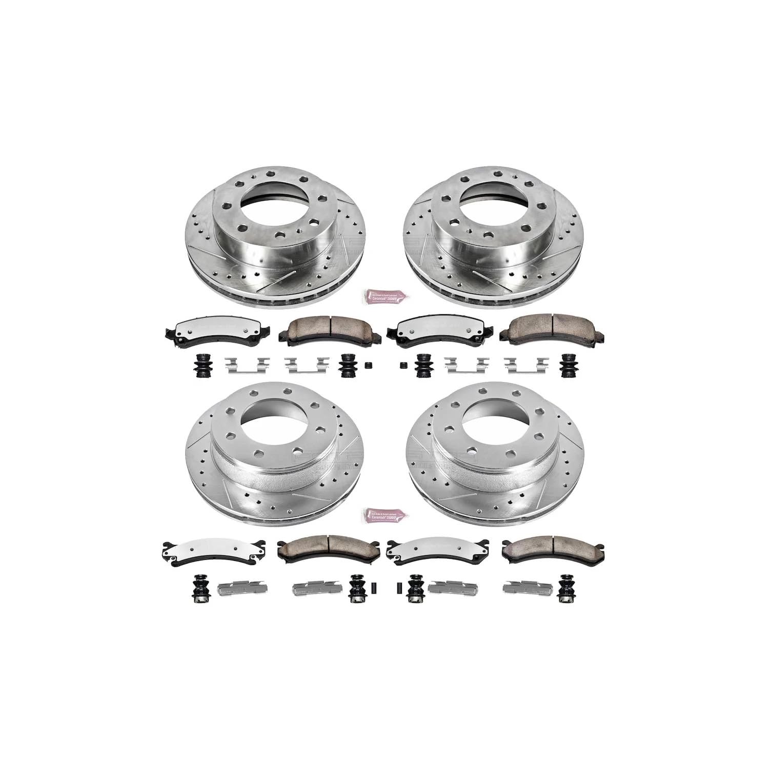 Power Stop K6561-36 Z36 Truck & Tow Front and Rear Brake Kit, Carbon Fiber Ceramic Brake Pads and Drilled/Slotted Brake Rotors