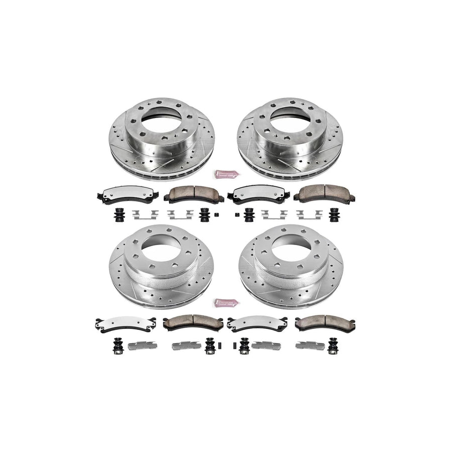 Power Stop K6561-36 Z36 Truck & Tow Front and Rear Brake Kit, Carbon Fiber Ceramic Brake Pads and Drilled/Slotted Brake Rotors