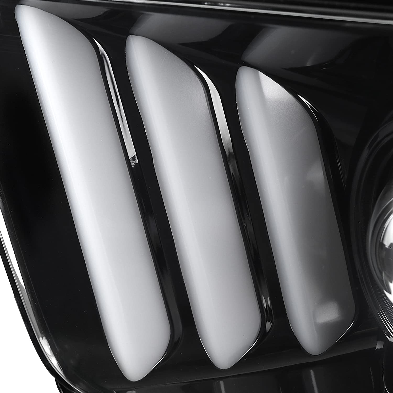Jet Black SPEC-D TUNING Projector Headlights w/LED Light Bar Compatible with 2005-2009 Ford Mustang, Left + Right Pair Headlamps Assembly