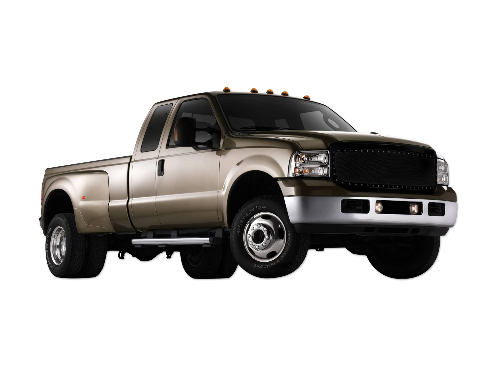 Studded Mesh Front Hood Grille Armordillo USA - Gloss Black Fits 2005-2007 Ford F250/F-250/F350/F-350 Super Duty