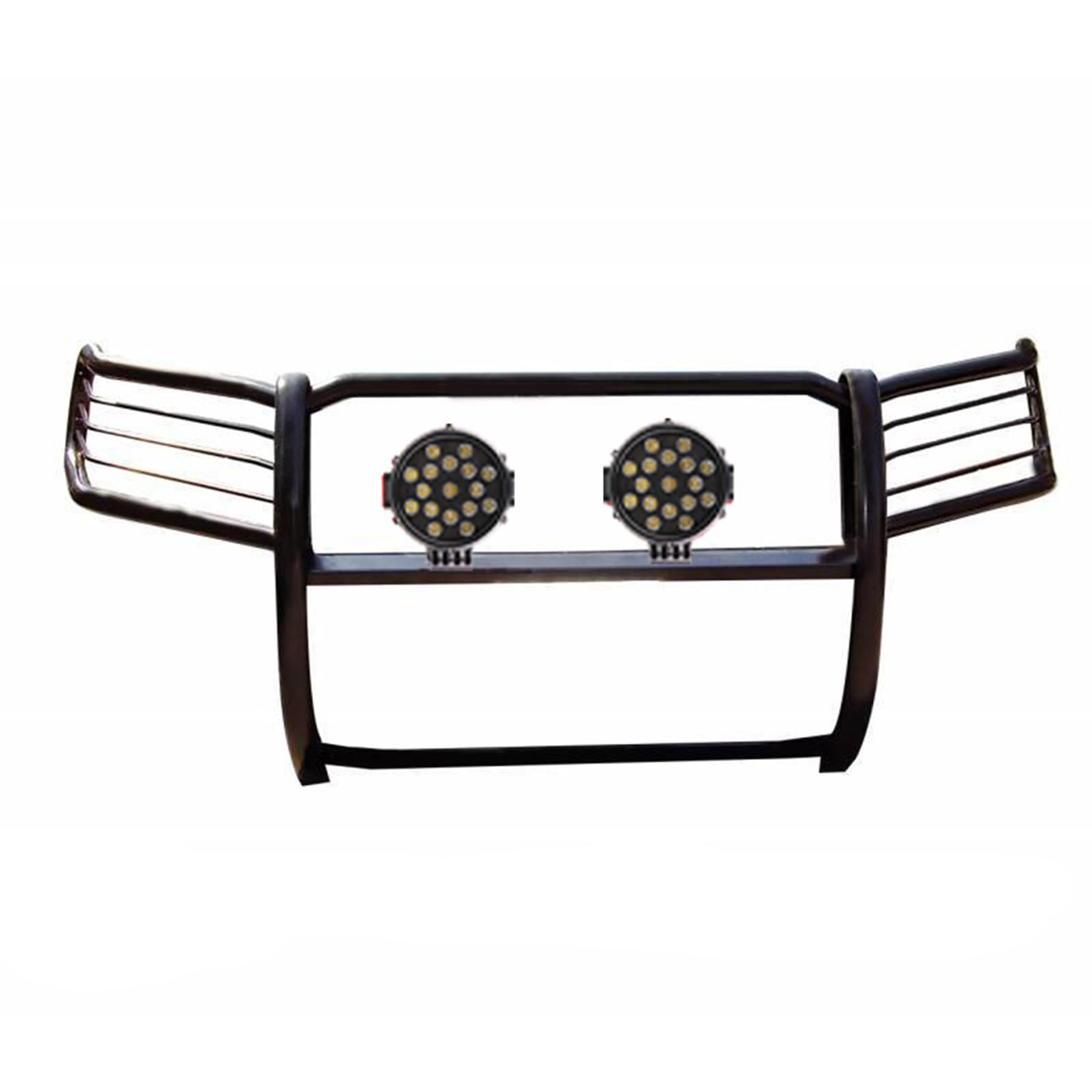 Bumper Guard Modular Black Horse Grille brush Come With pair of 7.0"Dia.LED Lights with Black Trim Rings Compatible with 2011-2015 Ford Explorer-17FJ28MA-PLB