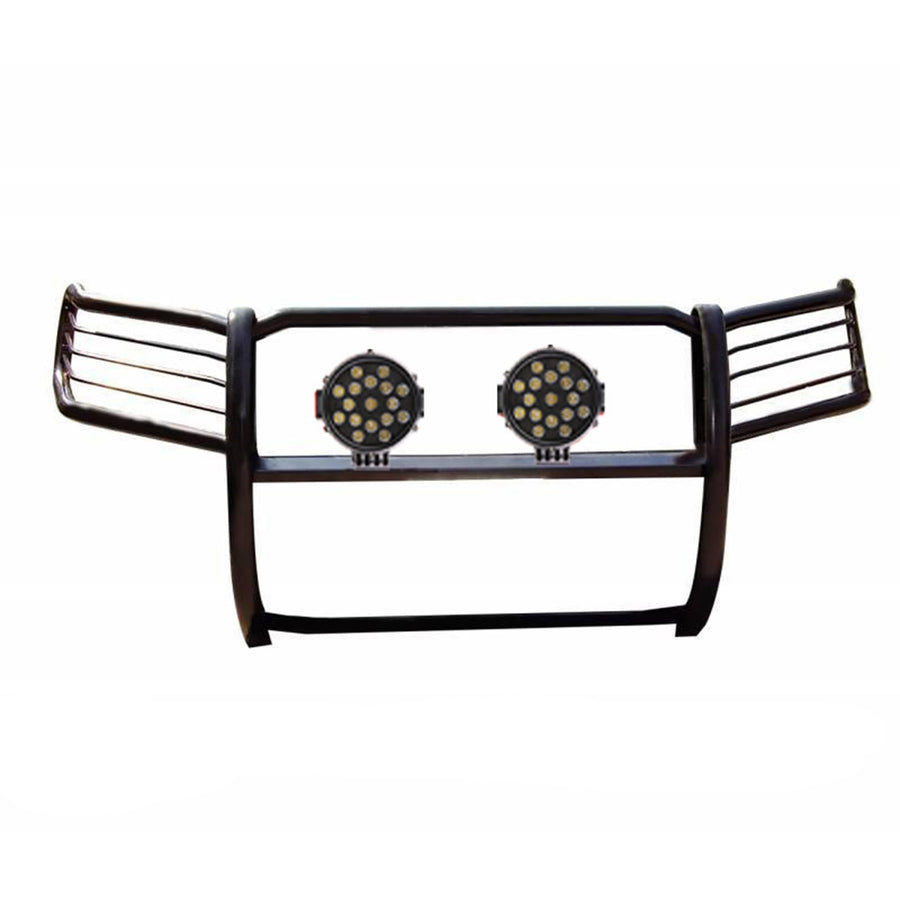 Bumper Guard Modular Black Horse Grille brush Come With pair of 7.0"Dia.LED Lights with Black Trim Rings Compatible with 2011-2015 Ford Explorer-17FJ28MA-PLB