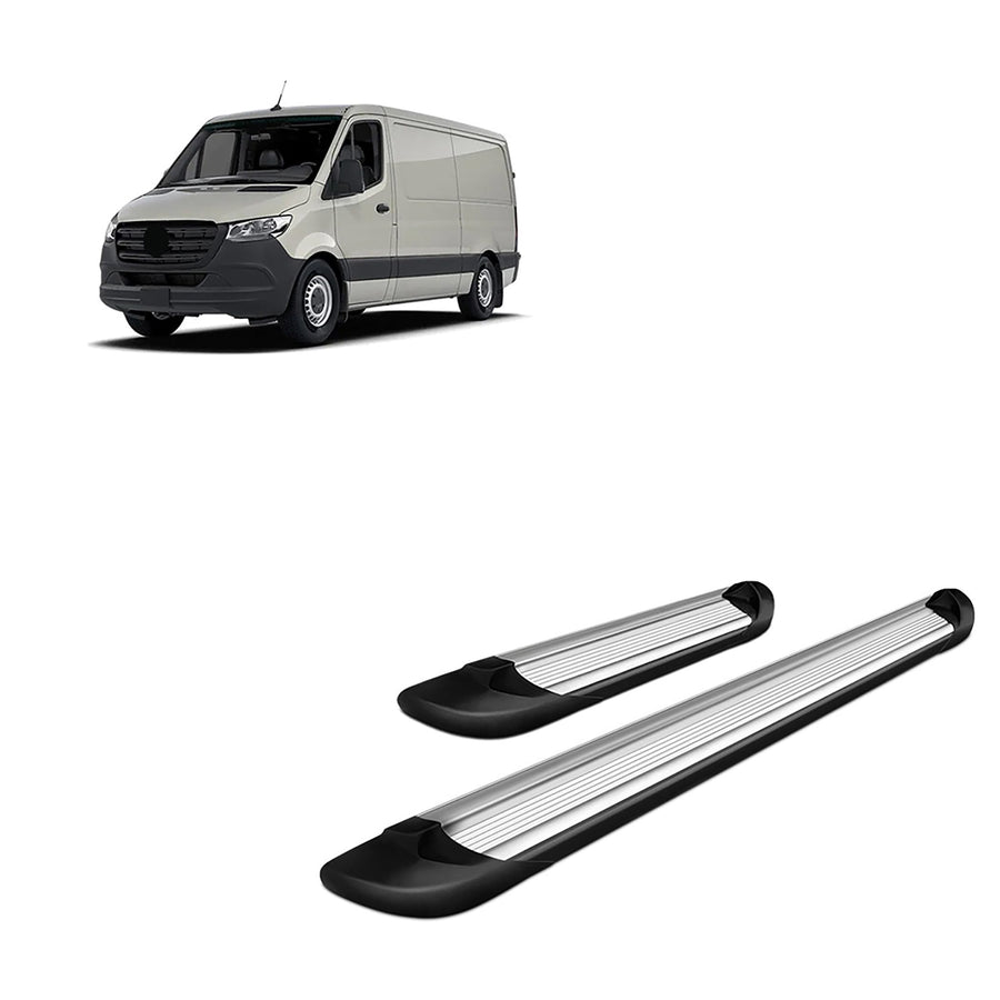 Transporter Running Boards Black Horse Silver Compatible with 07-09 Dodge Sprinter 2500/3500|07-16 Sprinter 2500/3500|19-23 Benz Sprinter 1500/4500|10-23 Benz Sprinter 2500/3500-TR-D23596S