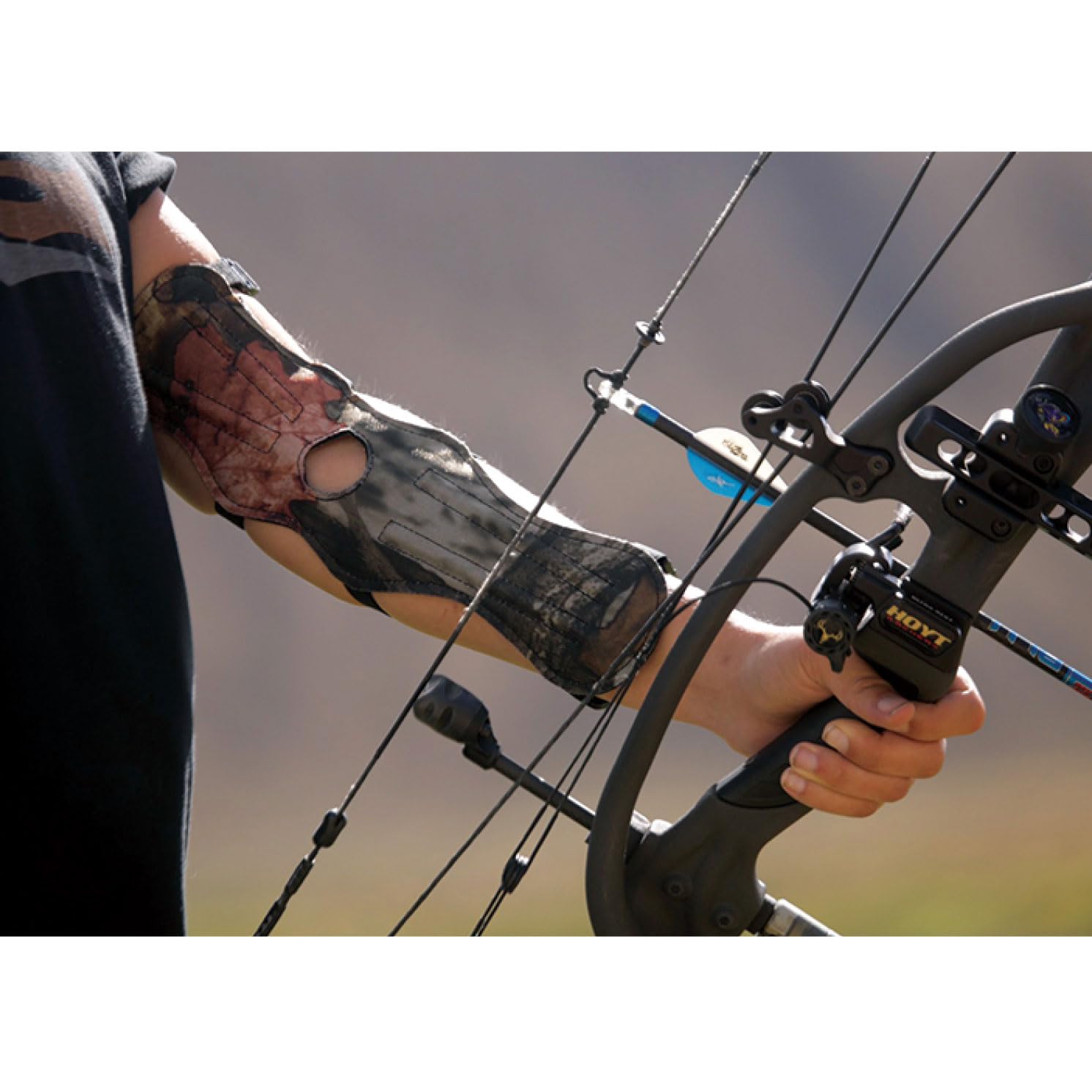 HME Adjustable Archery Bow Hunting Durable 12 Inch Long Arm Guard, Camo, One Size Fits Most