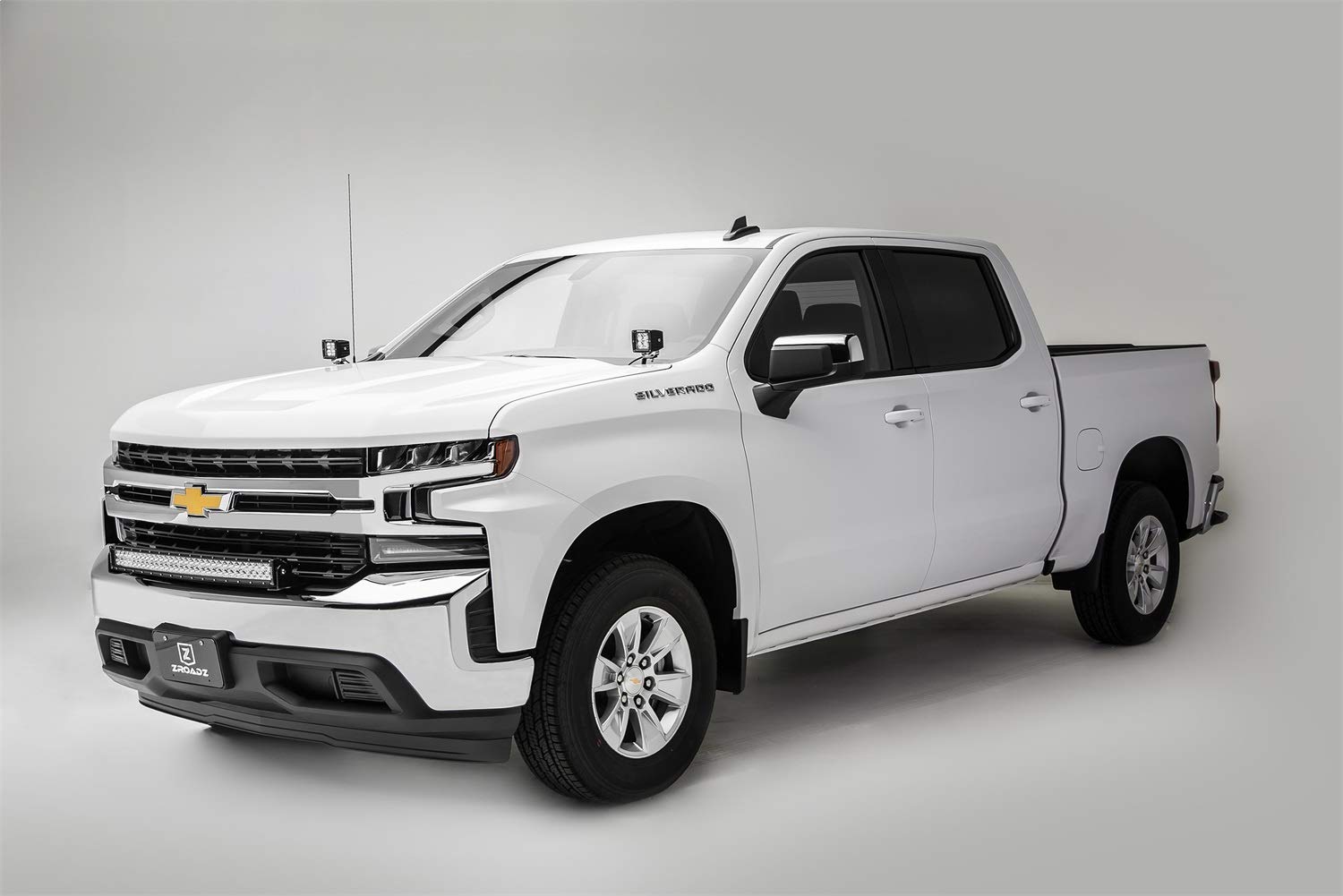 ZROADZ LED Kit Ditch Hood Hinge - Compatible w/ 2019-2022 Chevy Silverado 1500 - Incl. (2) 3 Inch LED Pod Lights - Mild Steel Gloss Black Finish - Bolt-On Easy Installation - PN #Z362181-KIT2