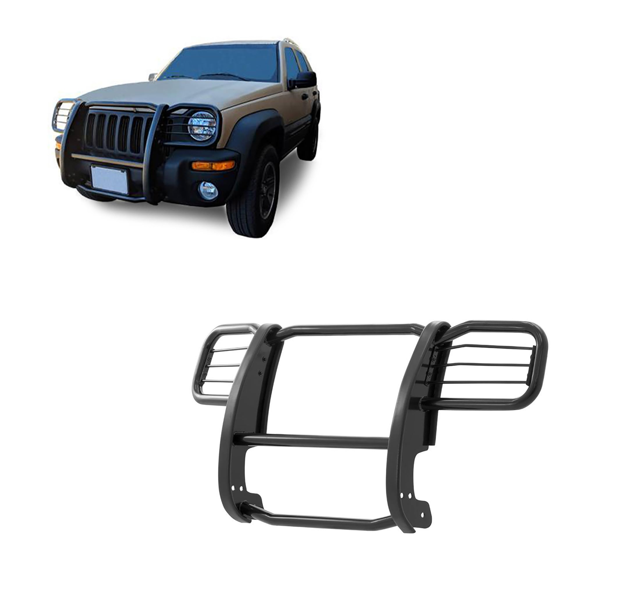 Bumper Guard Black Horse Grille brush Modular Black Compatible with 2002-2007 Jeep Liberty-17EH26MA