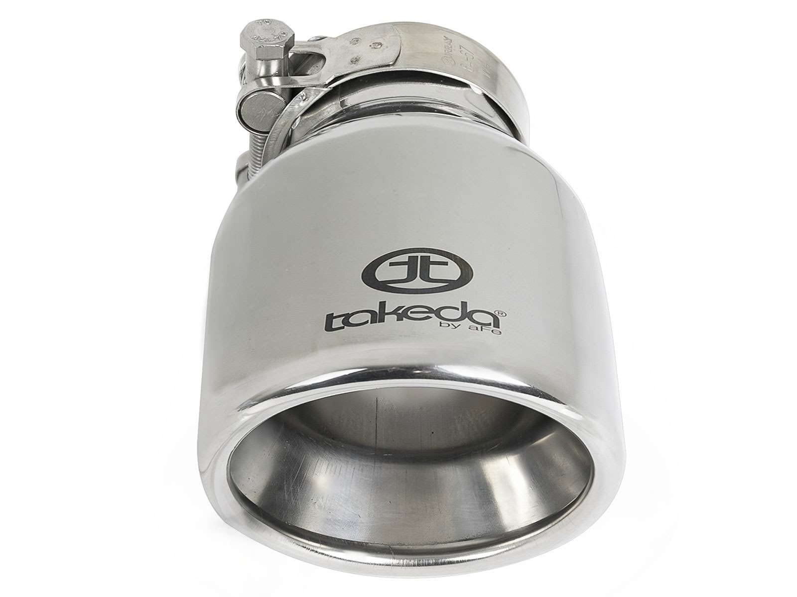 Takeda Exhaust Tip aFe POWER 49T25404-P061, 304 Stainless Steel, Polished, 2-1/2" Inlet 4" Outlet 6" Length